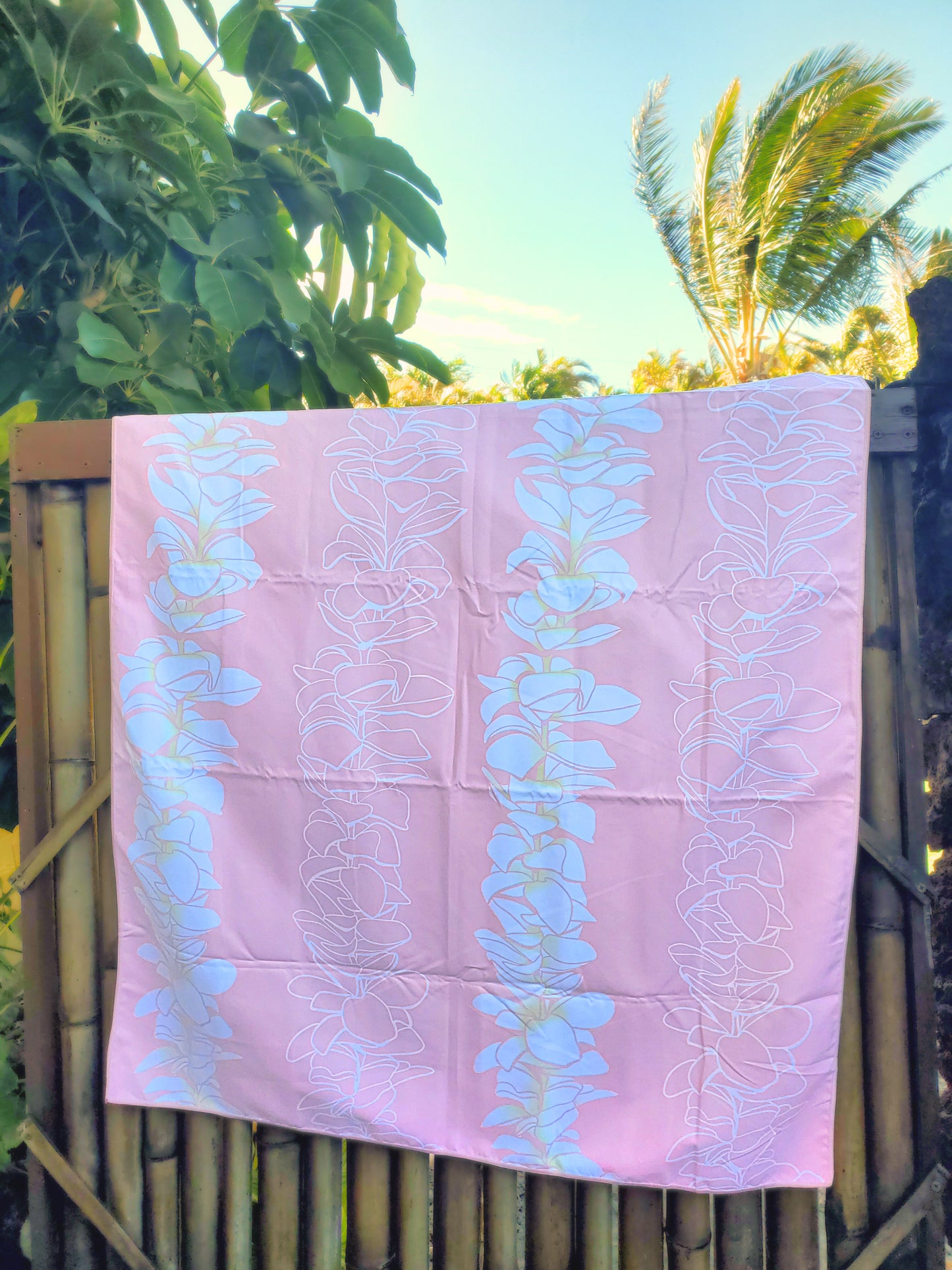 Plumeria Lei Print Microfiber Beach Towel