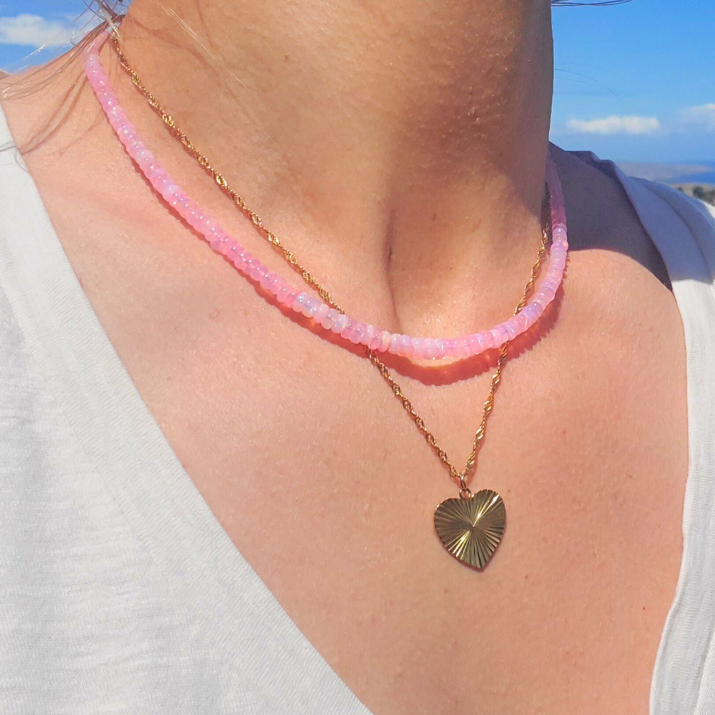Pink Opal Gemstone Necklace