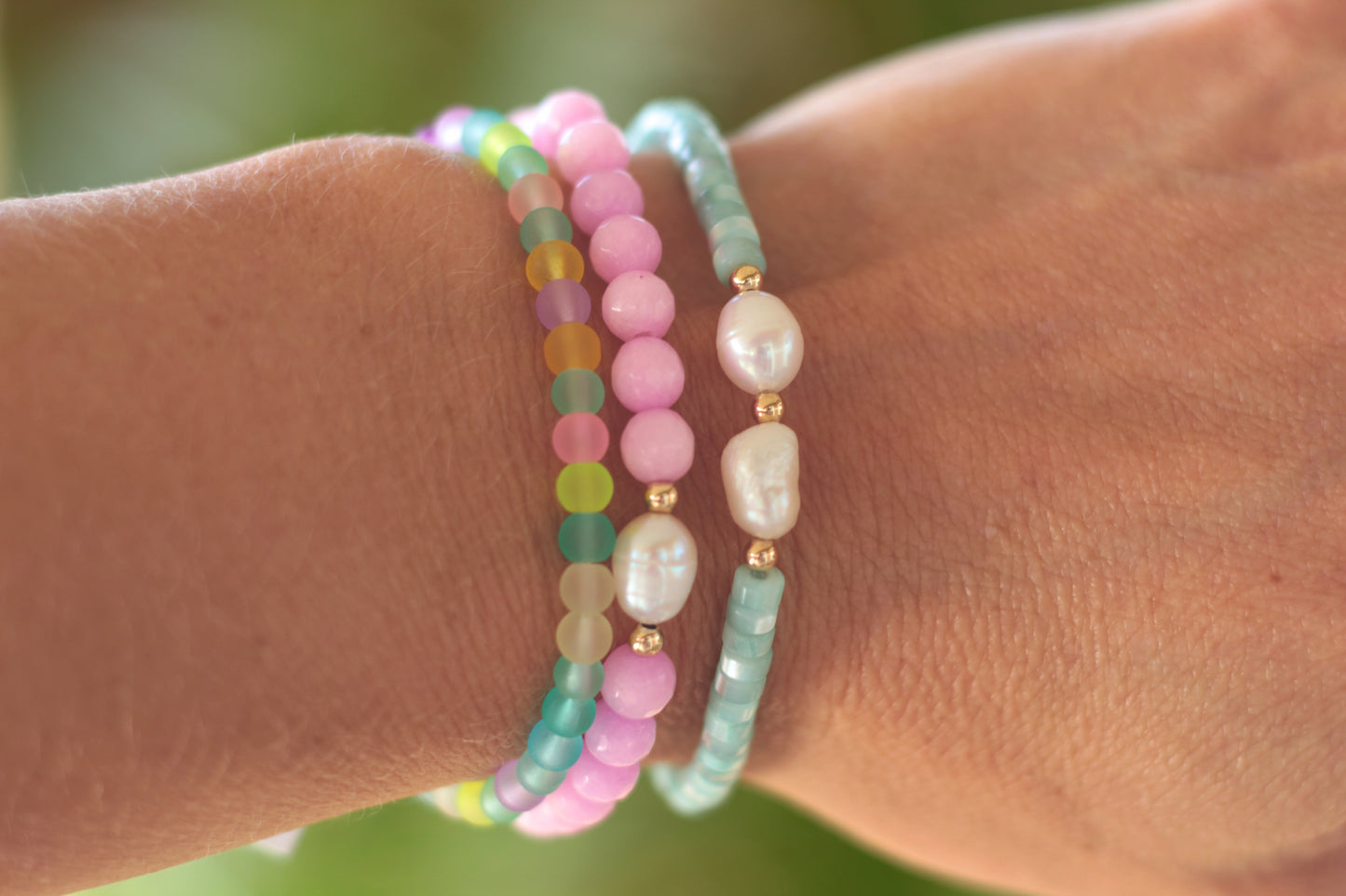 Kai Aqua & Pearl Stretch Bracelet