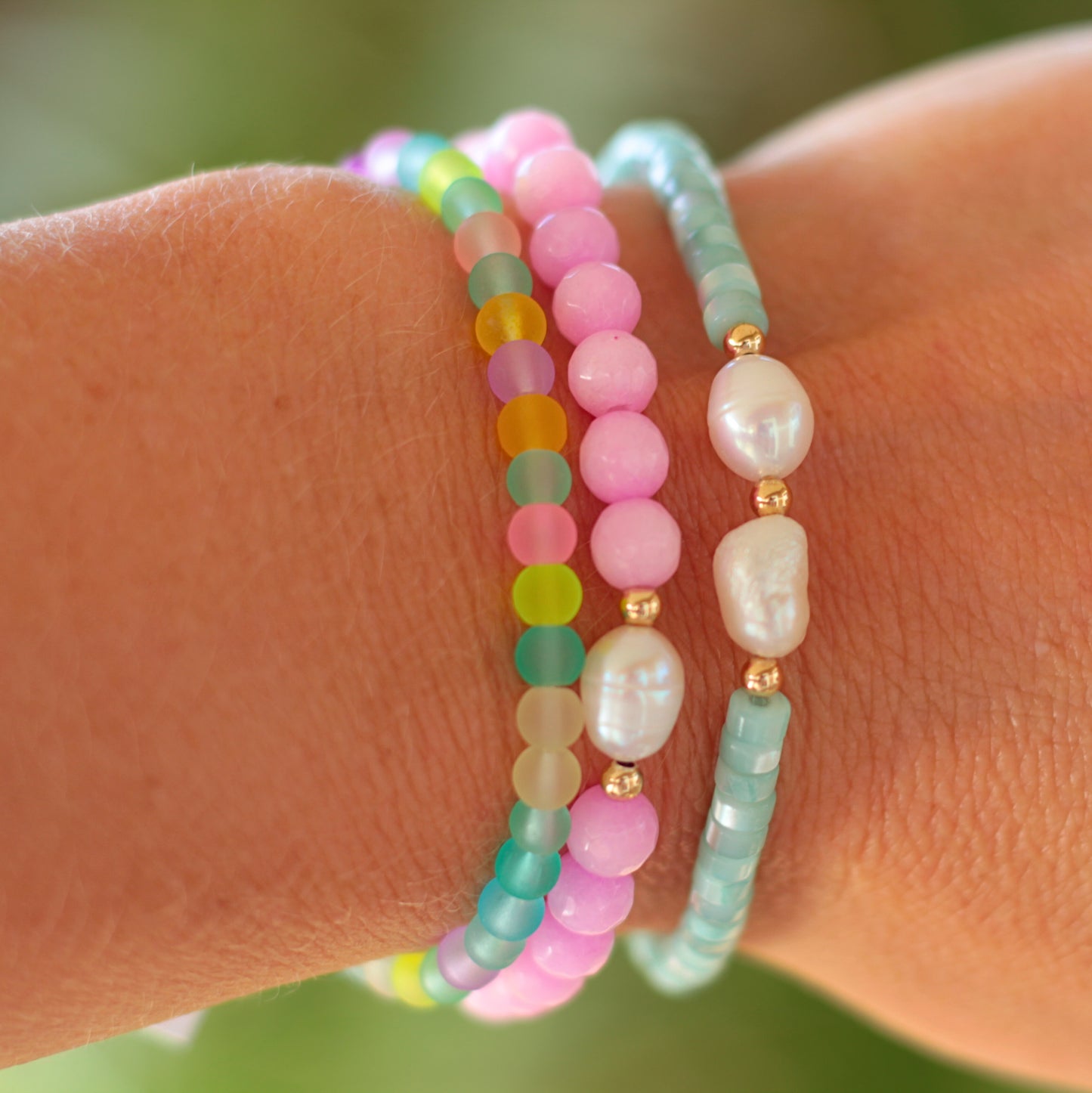 Azalea Pink Jade Stretch Bracelet