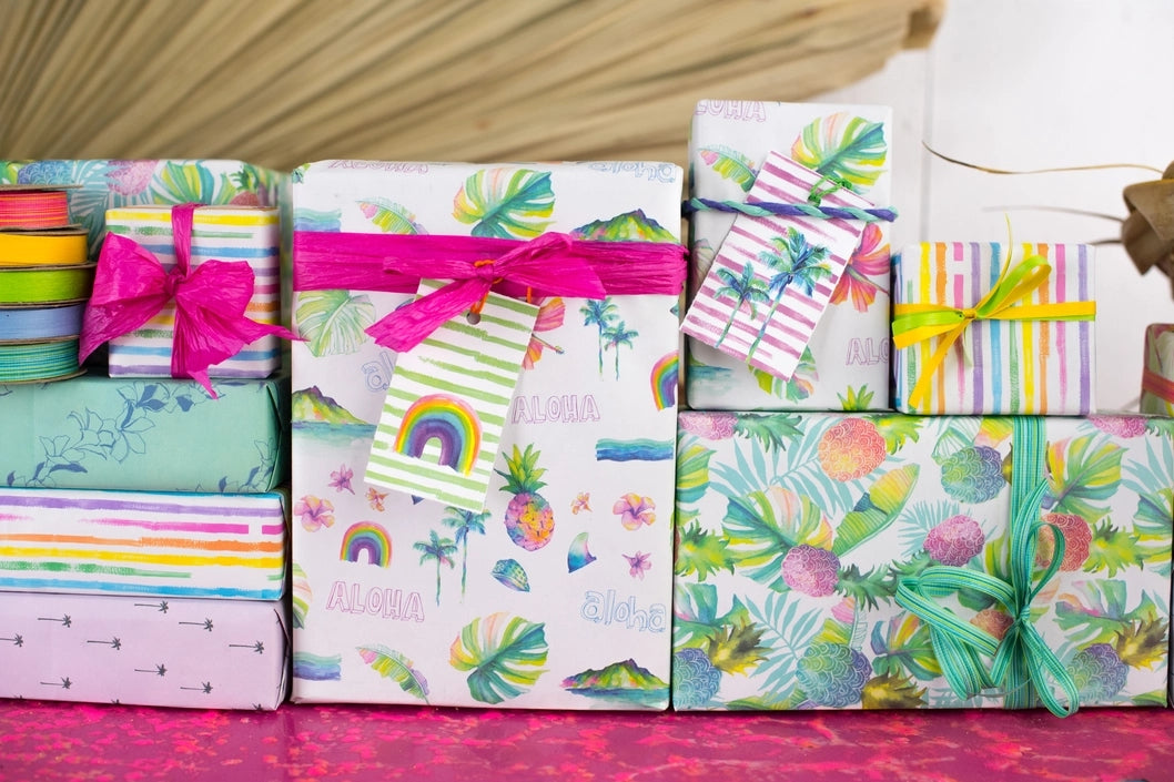 Tropical Print Double Sided Eco Gift Wrapping Paper