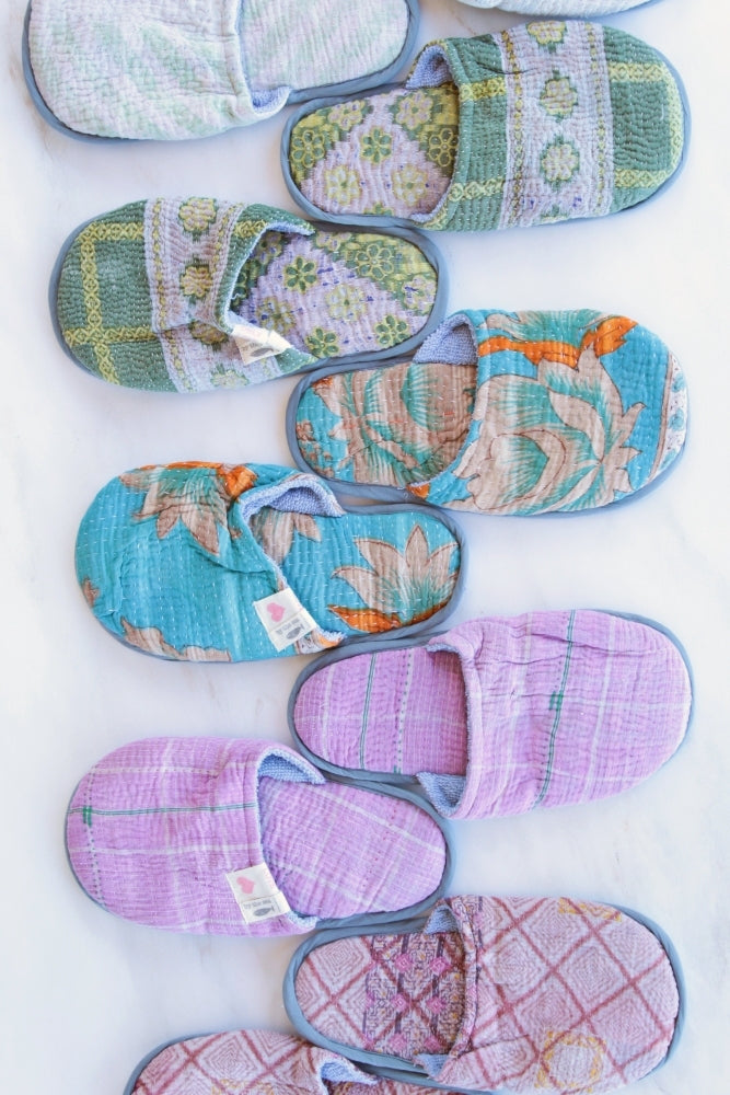 Upcycled Organic Cotton Hawaiian Mopping Slippers