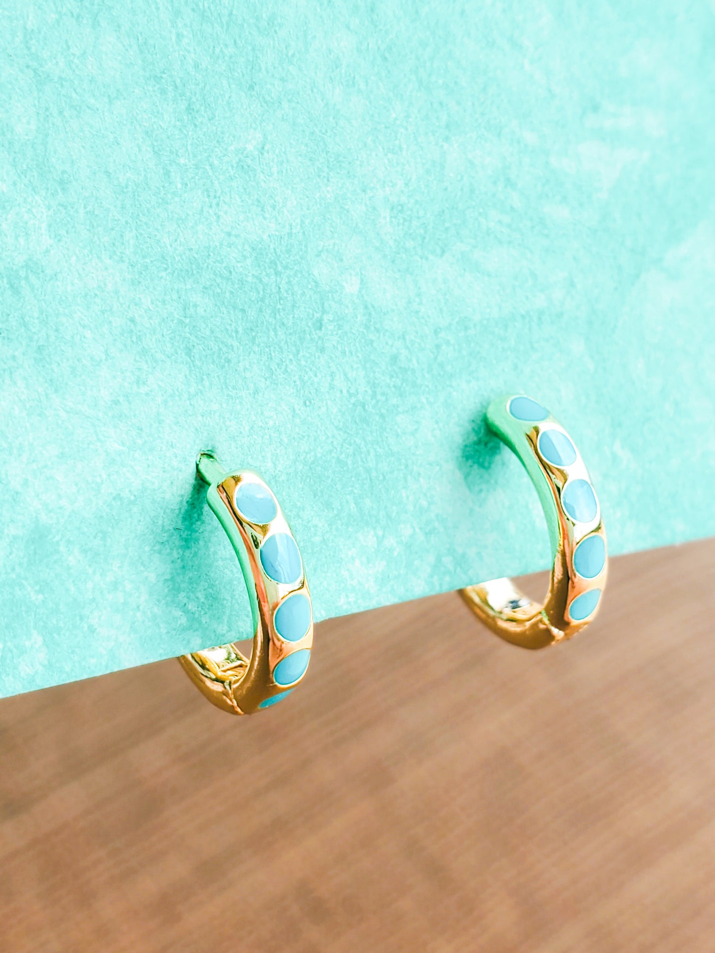 Turquoise Gold Huggie Hoops