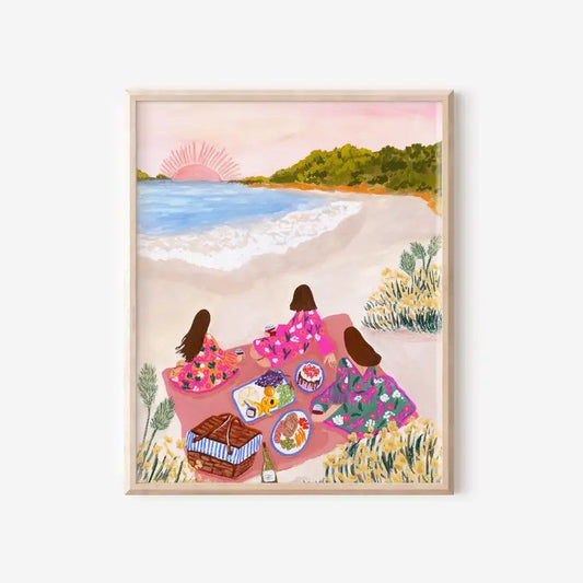 beach picnic painting