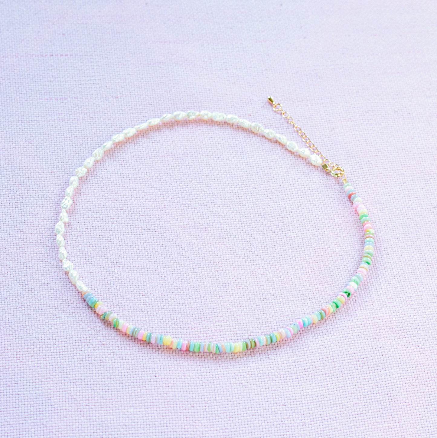 Colorful puka shell necklace