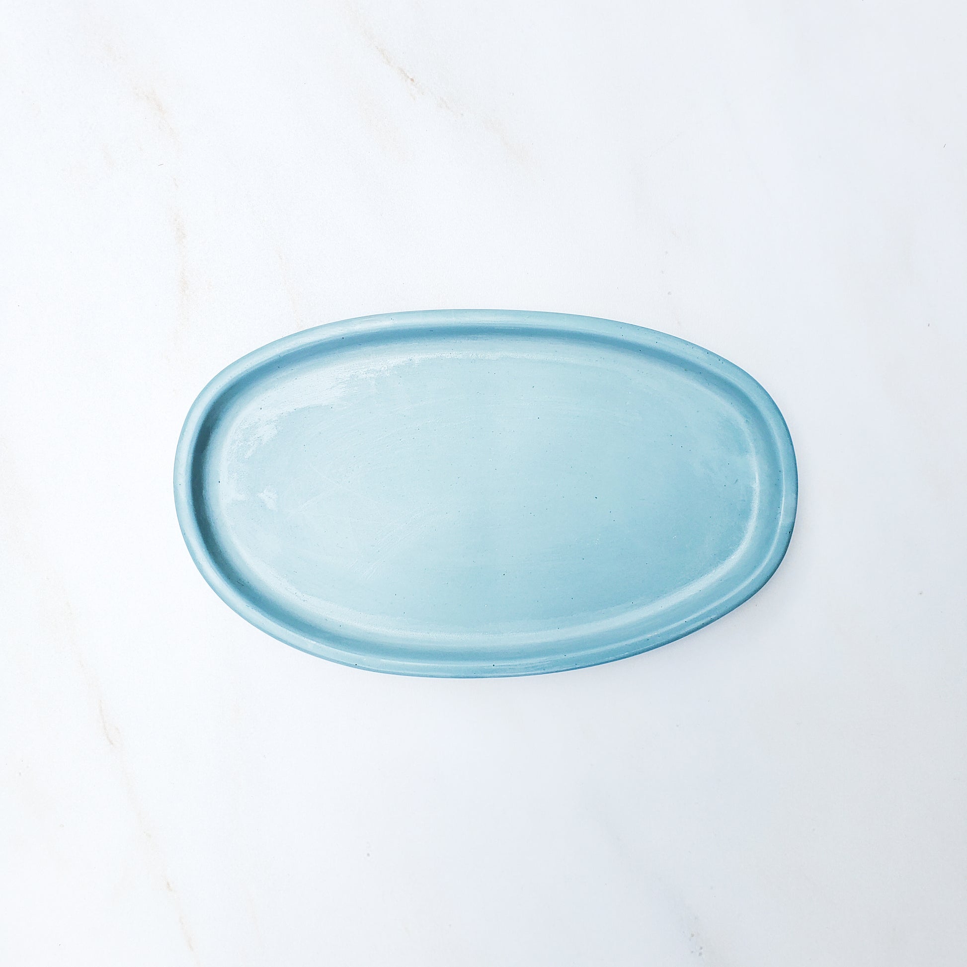 light blue oval tray