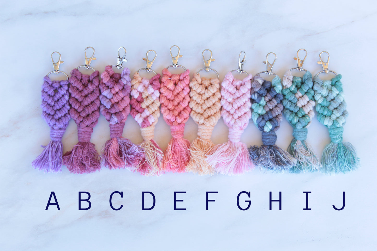 mermaid macrame keychains