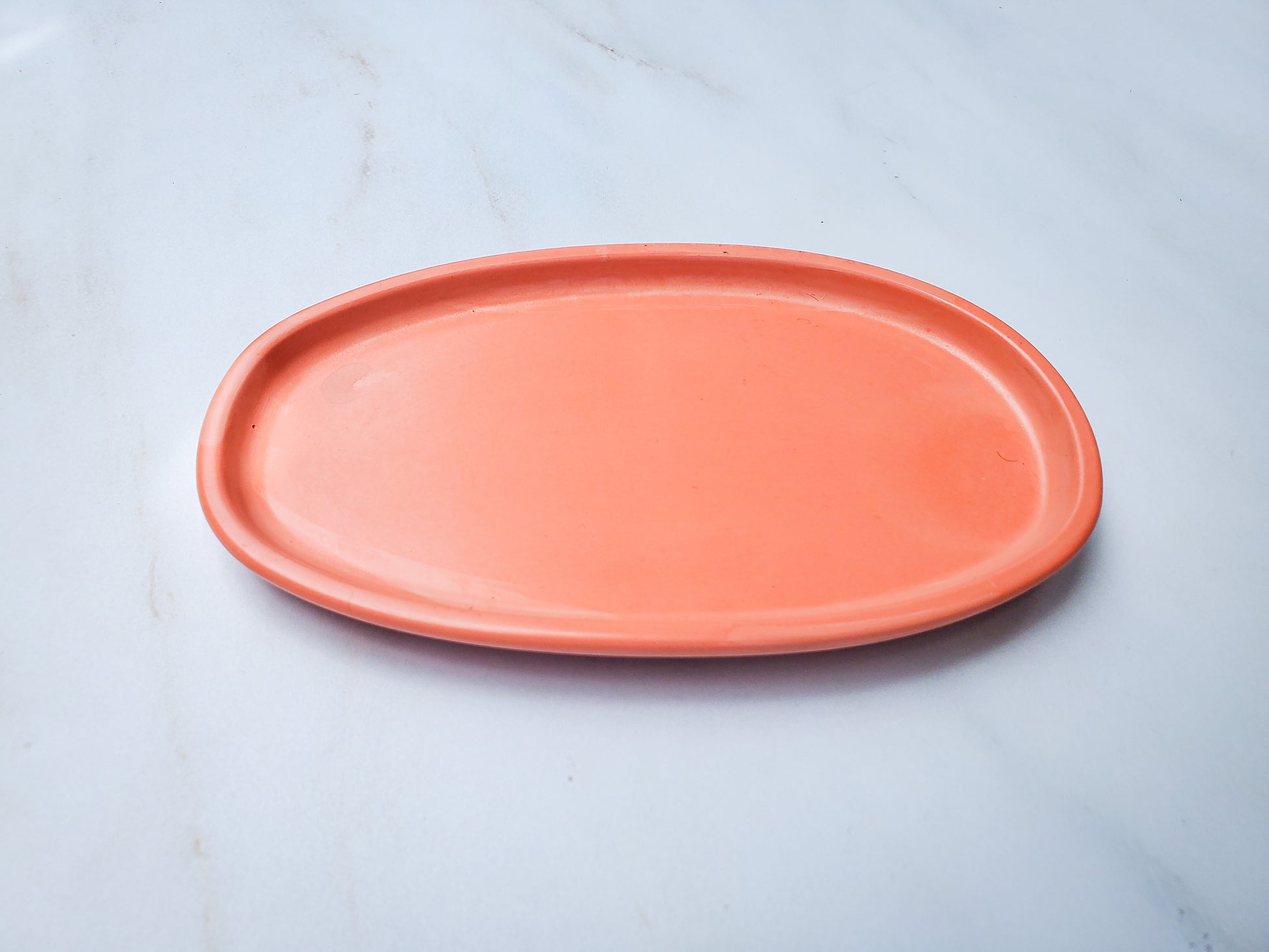 peach pink oval tray