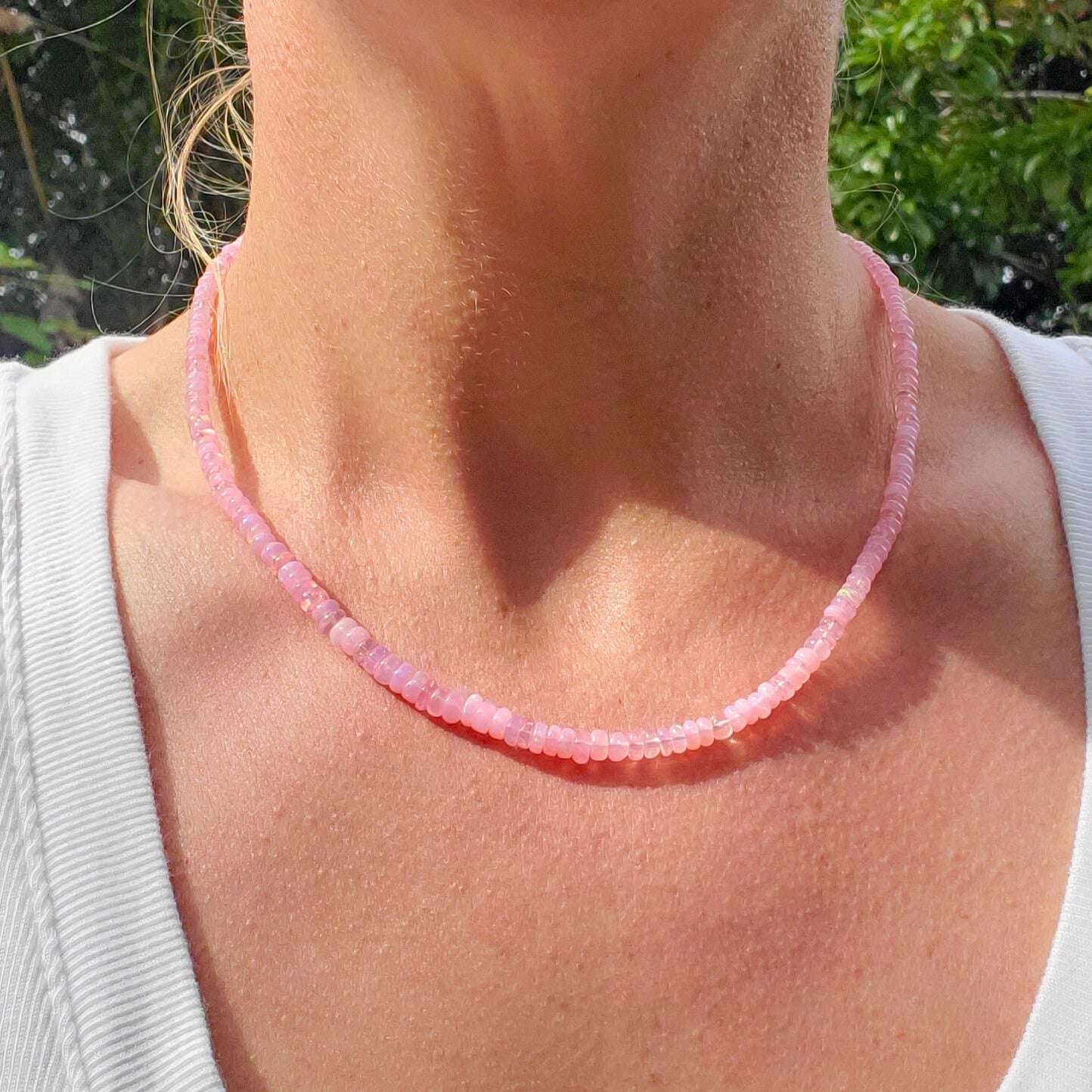 Pink Opal Gemstone Necklace