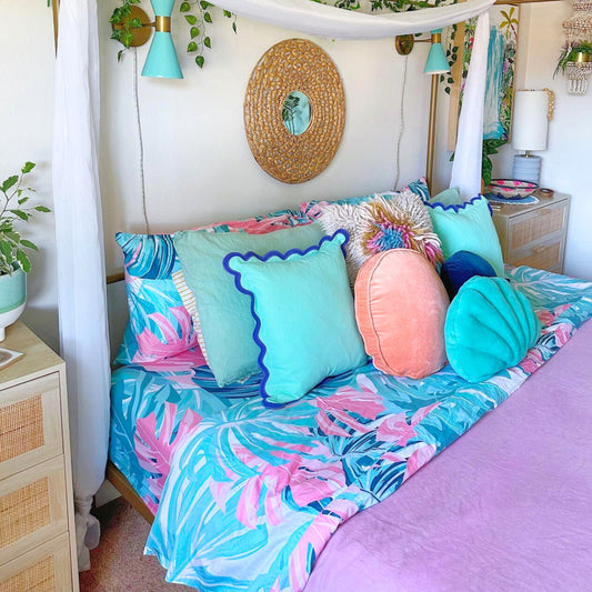 styled tropical bedding